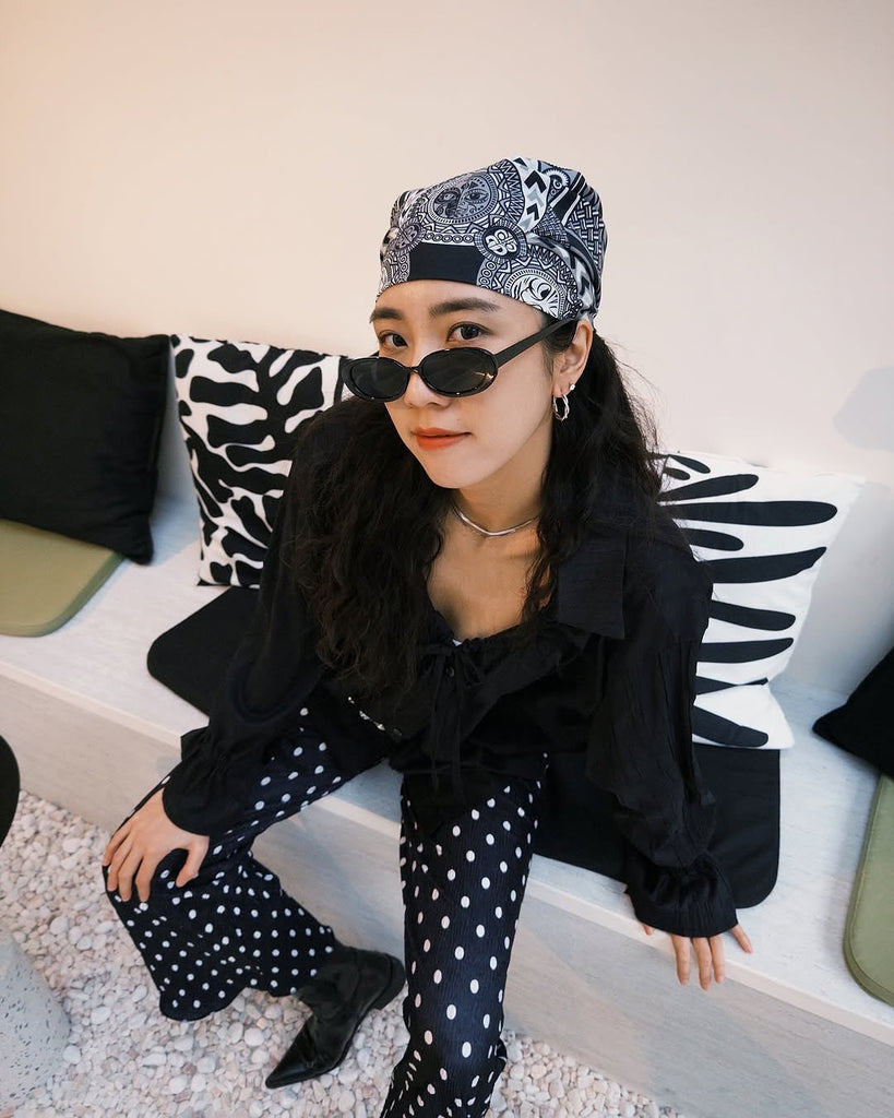 原來翻轉頭巾可以這樣使用！